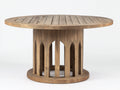 Table de jardin - bois - 150 x 150 x 76 cm - bois vieilli - style architectural avec piètement ajouré