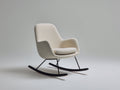 Fauteuil à bascule - tissu bouclé - métal - bois - 84 x 70 x 91 cm - écru-noir - style moderne minimaliste
