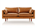 Canapé 2 places - Cuir synthétique - 220 x 90 x 82 cm - Marron - Style contemporain