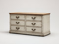 Commode - Bois - 140 x 45 x 85 cm - Blanc-Bois naturel - Style classique