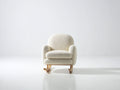 Fauteuil à bascule - tissu bouclé - bois - 69 x 74 x 83 cm - écru-bois clair - style moderne compact