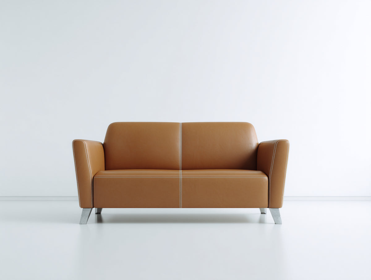 Canapé 2 places - Cuir synthétique - 180 x 85 x 82 cm - Marron - Style moderne