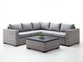 Canapé de jardin - Résine tressée-Tissu - 260 x 260 x 74 cm - Gris-Anthracite - Style contemporain