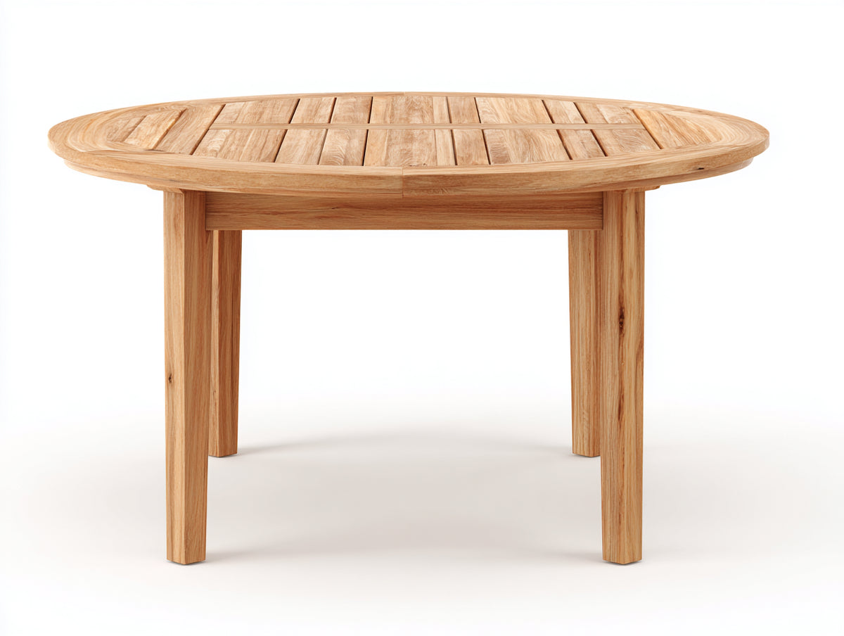 Table de jardin - bois - 120 x 120 x 75 cm - bois naturel - style classique avec plateau rond à lattes