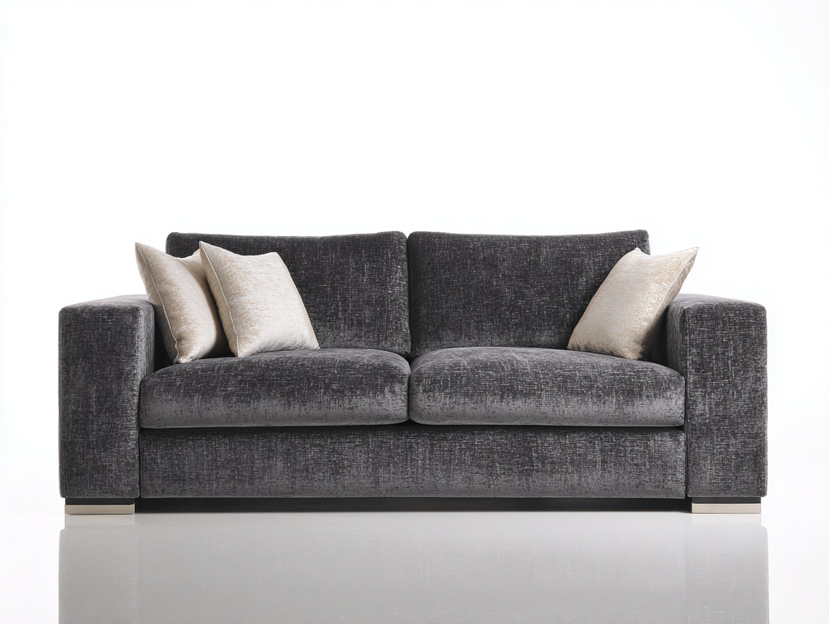 Canapé 2 places - Tissu - 220 x 95 x 82 cm - Gris - Style contemporain