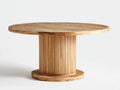 Table de jardin - bois - 132 x 132 x 75 cm - bois clair - style contemporain avec pied central cannelé