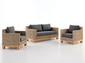 Canapé de jardin - Résine tressée-Tissu-Bois - 156 x 82 x 84 cm - Brun naturel-Gris anthracite-Bois naturel - Style contemporain