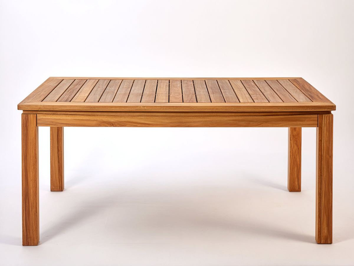 Table de jardin - bois - 190 x 95 x 75 cm - bois ambré - style rustique avec plateau rectangulaire encadré