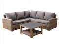 Canapé de jardin - Résine tressée-Tissu-Bois - 230 x 230 x 76 cm - Brun clair-Gris taupe-Anthracite - Style contemporain