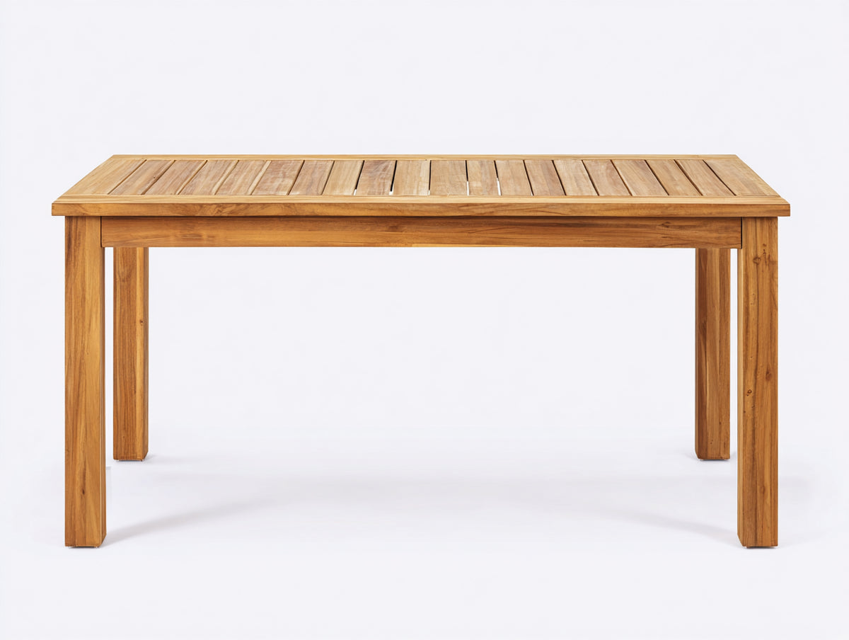 Table de jardin - bois - 165 x 85 x 75 cm - bois naturel - style classique avec plateau à lattes
