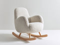 Fauteuil à bascule - tissu bouclé - bois - 78 x 72 x 88 cm - écru-bois clair - style scandinave