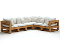 Canapé de jardin - Bois-Tissu - 315 x 245 x 78 cm - Bois naturel-Blanc - Style contemporain