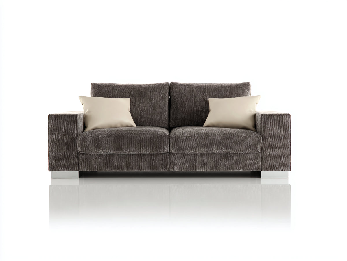 Canapé 2 places - Tissu - 220 x 95 x 82 cm - Gris - Style contemporain