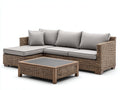 Canapé de jardin - Résine tressée-Tissu-Bois - 245 x 168 x 76 cm - Brun clair-Gris clair-Anthracite - Style contemporain