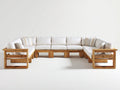 Canapé de jardin - Bois-Tissu - 330 x 220 x 77 cm - Bois naturel-Blanc - Style contemporain