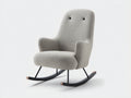 Fauteuil à bascule - tissu bouclé - métal - bois - 84 x 76 x 103 cm - gris clair-noir-bois naturel - style moderne à dossier haut