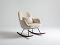 Fauteuil à bascule - tissu bouclé - métal - bois - 85 x 73 x 93 cm - écru-brun foncé-noir - style contemporain