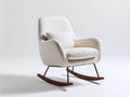 Fauteuil à bascule - tissu bouclé - métal - bois - 87 x 74 x 96 cm - écru-brun-noir - style moderne