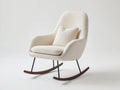 Fauteuil à bascule - tissu bouclé - métal - bois - 88 x 75 x 98 cm - écru-brun foncé-noir - style contemporain