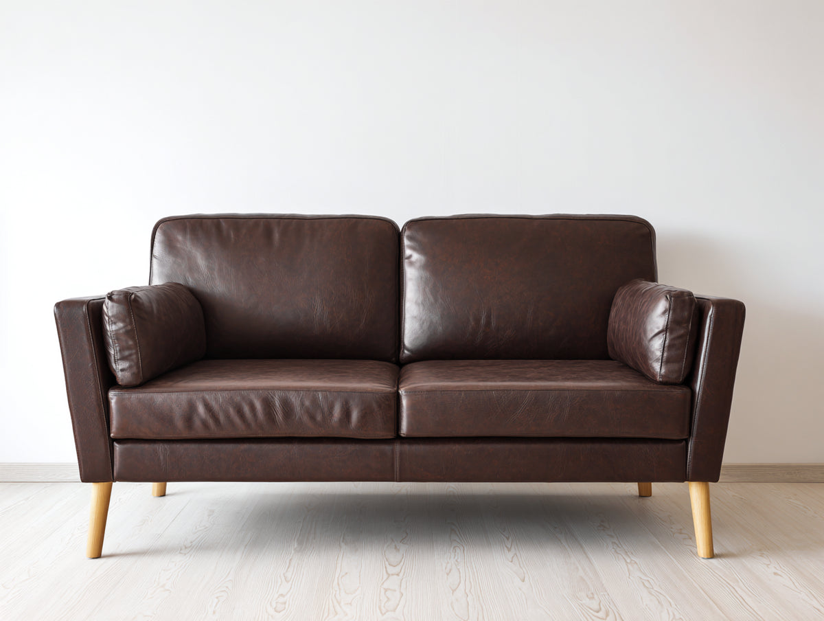 Canapé 2 places - Cuir synthétique - 190 x 88 x 82 cm - Marron - Style moderne