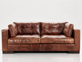 Canapé 2 places - Revêtement effet cuir - 180 x 92 x 82 cm - Marron - Style vintage