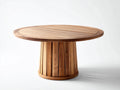Table de jardin - bois - 135 x 135 x 75 cm - bois brun - style architectural avec pied central ajouré