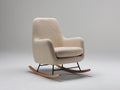 Fauteuil à bascule - tissu bouclé - métal - bois - 88 x 76 x 96 cm - écru-bois naturel-noir - style moderne