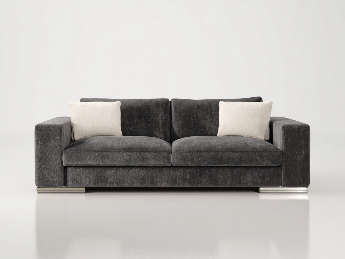 Canapé 2 places - Tissu - 230 x 95 x 82 cm - Gris - Style contemporain