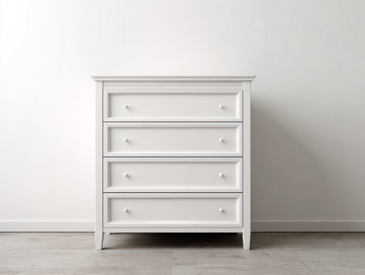 Commode - Bois - 90 x 40 x 100 cm - Blanc - Style classique