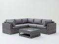 Canapé de jardin - Résine tressée-Tissu-Verre - 240 x 240 x 76 cm - Gris foncé-Gris - Style moderne