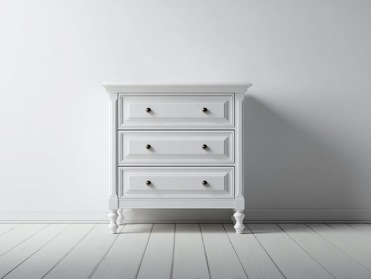 Commode - Bois - 85 x 42 x 95 cm - Blanc - Style classique