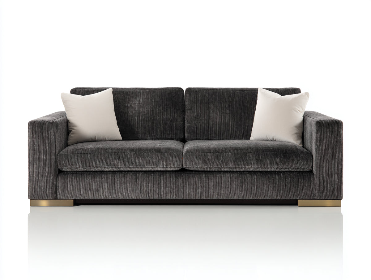 Canapé 2 places - Tissu - 230 x 95 x 82 cm - Gris - Style contemporain