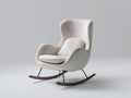 Fauteuil à bascule - tissu bouclé - métal - bois - 89 x 77 x 105 cm - écru-brun foncé-noir - style contemporain
