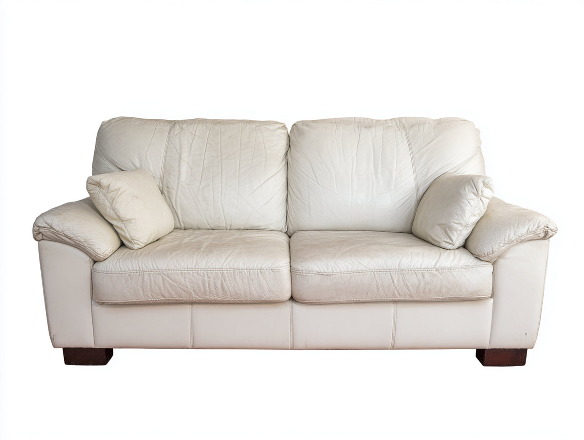 Canapé 2 places - Cuir synthétique - 200 x 95 x 85 cm - Blanc - Style classique